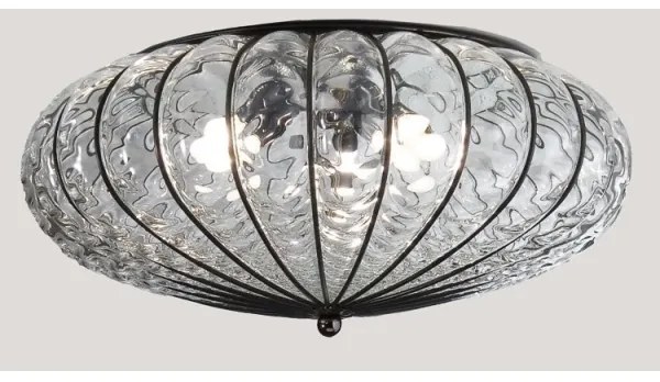 Plafonieră SIRU ACCADEMIA 3xE27/60W/230V transparent/negru sticlă venețiană