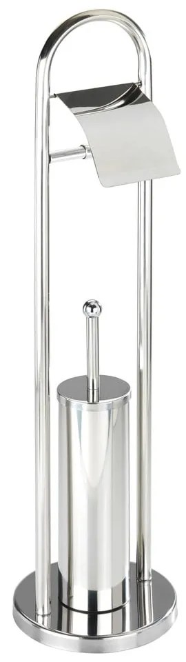 Perie de toaletă cu suport pentru hârtie Wenko Vasto, argintiu
