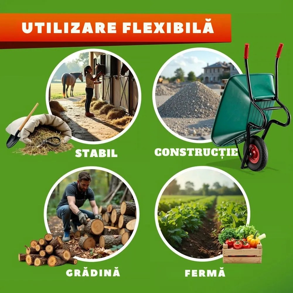 Roabă GREG cu cuvă din plastic, max. 100l/250kg, verde/negru Gardebruk