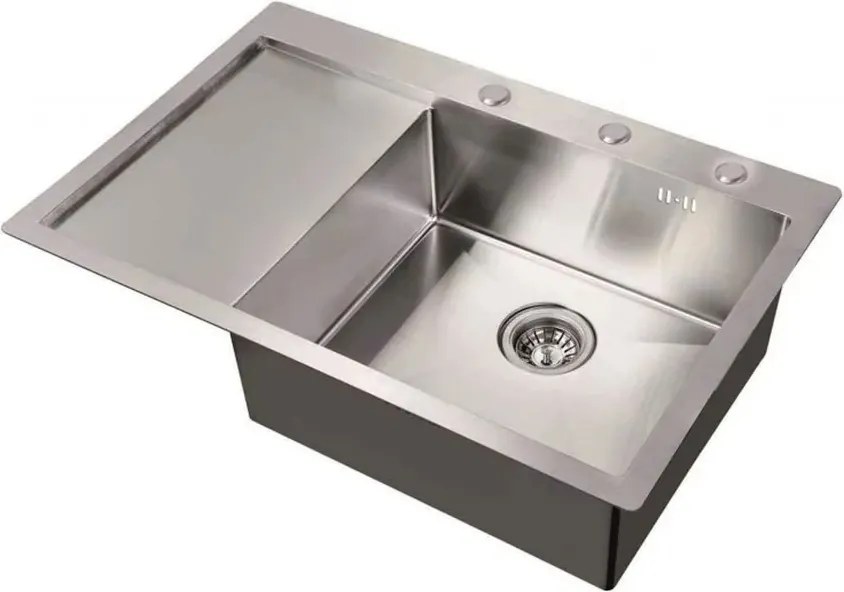 Chiuveta inox Inter Ceramic cu o cuva cu picurator stanga finisaj inox satinat 78x51 cm