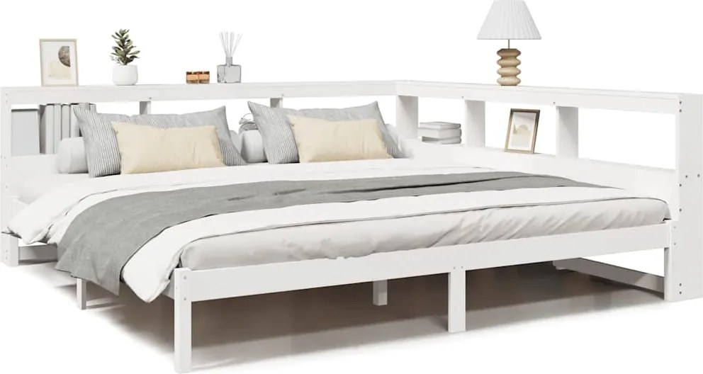 vidaXL Pat cu bibliotecă fără saltea, 180x200 cm, lemn masiv de pin