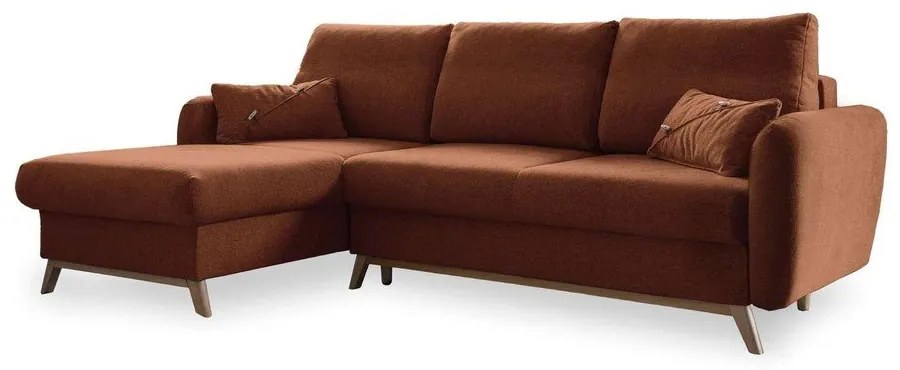 Colțar extensibil cu șezlong pe partea stângă Miuform Scandic Lagom, portocaliu cărămiziu