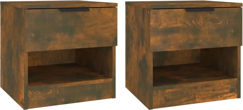 vidaXL Noptiere de perete, 2 buc., stejar fumuriu, lemn prelucrat