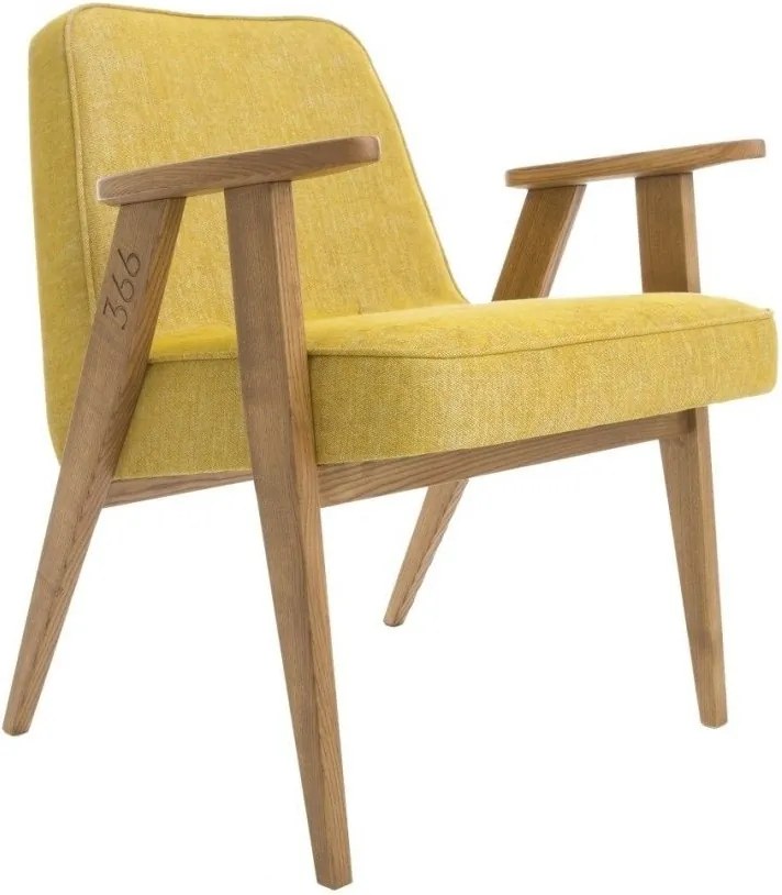 Fotoliu elegant design nordic 366 LOFT galben/ stejar inchis