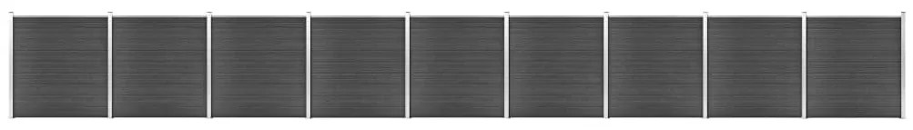 vidaXL Set de panouri de gard, negru, 1564x186 cm, WPC