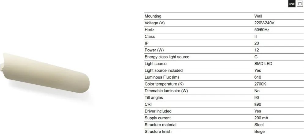 Aplica LED iluminat ambiental NOVO L-50cm bej