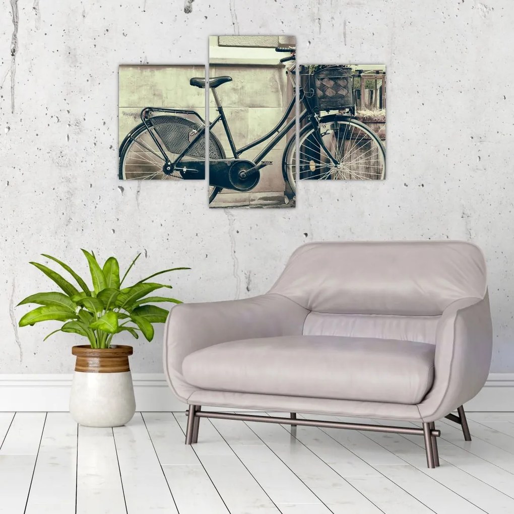 Tablou - Bicicleta de epocă cu flori (90x60 cm)