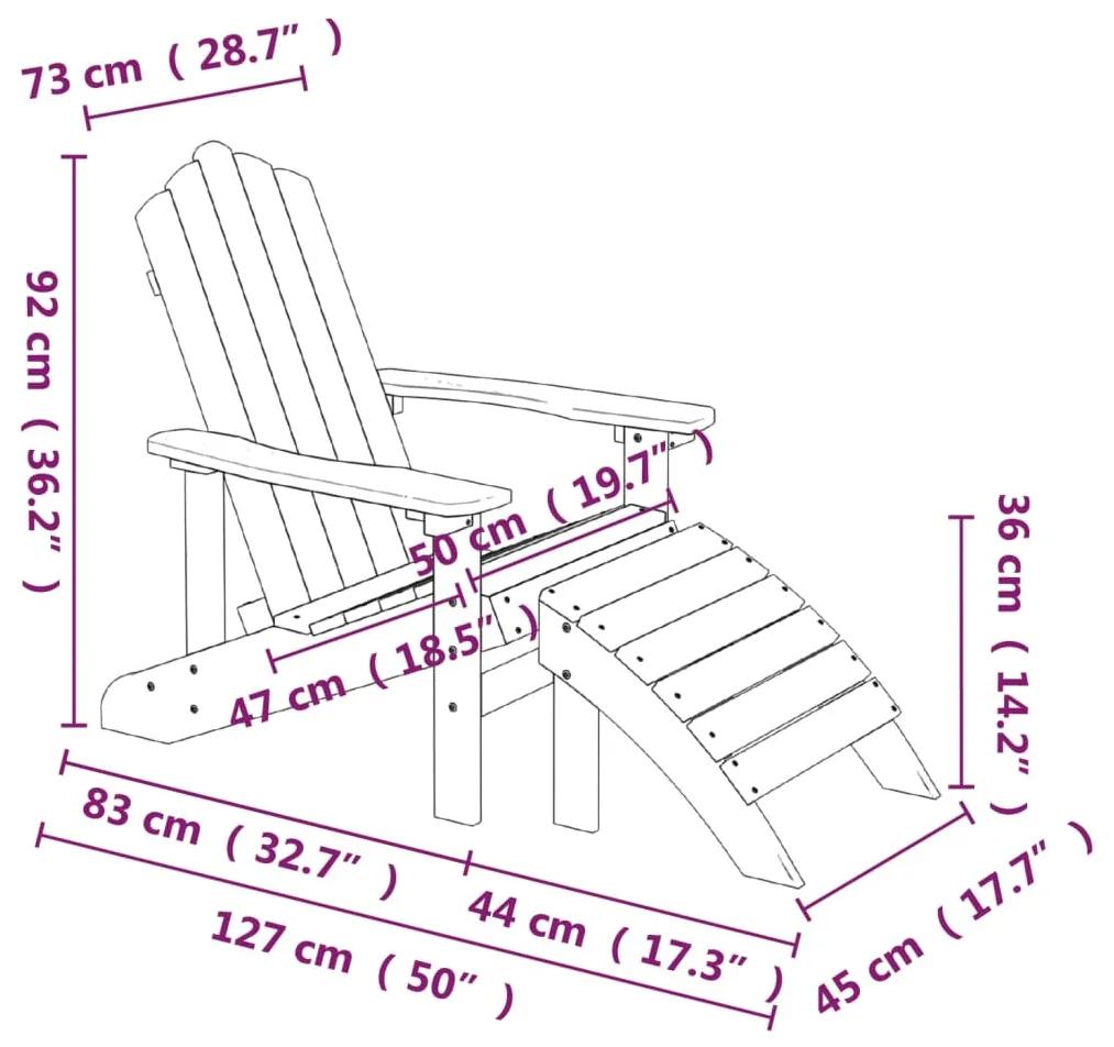Scaun de gradina Adirondack cu masa si taburet, maro, HDPE 1, Maro, fotoliu + suport pentru picioare + masa