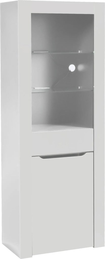 Comodă Modernă cu Lumini LED și Rafturi, Ideală pentru Bucătărie, Living și Birou, 60x35,5x165 cm, Albă