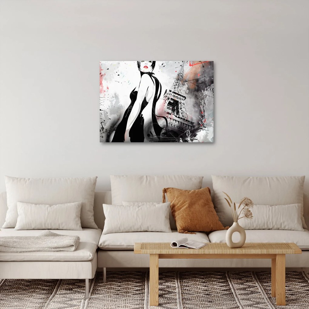Tablou - Doamna și Turnul Eiffel (70x50 cm)