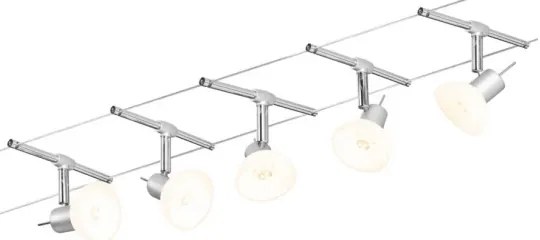 Paulmann 94136 - Set 5xGU5,3/10W, sistem complet de iluminat pe cablu SHEELA, 230V, crom