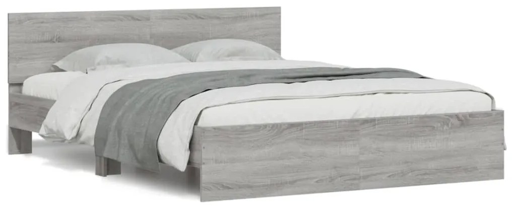 3207481 vidaXL Cadru de pat cu tăblie, gri sonoma, 150x200 cm