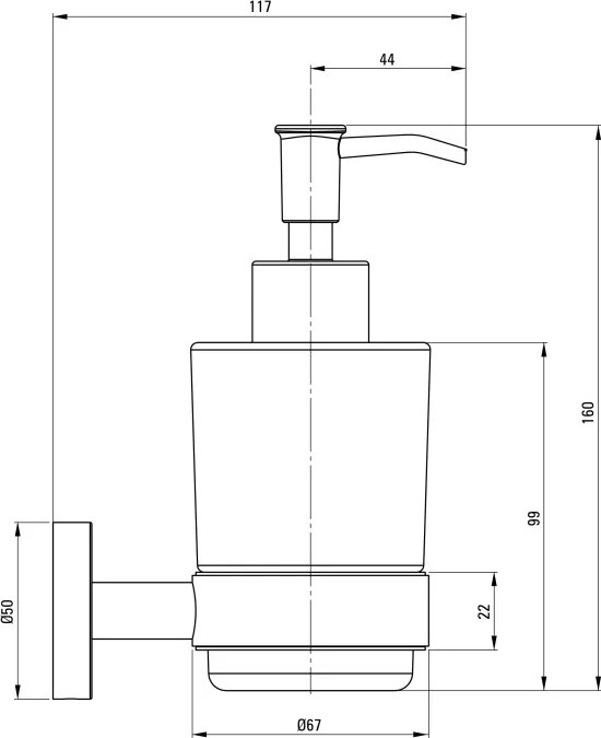 JASMIN Dozator de săpun - montare pe perete Finisaj: Crom ADJ_0421