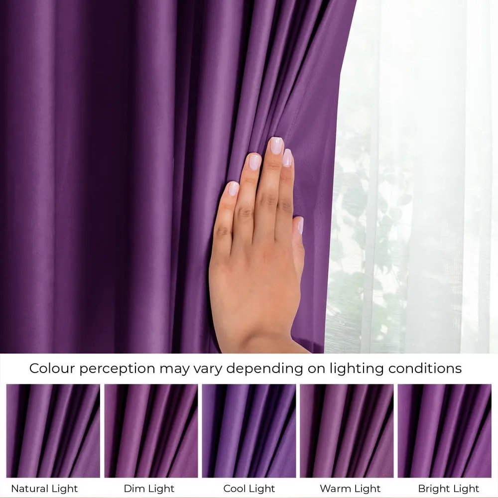 Draperie mov dimout (semi-opacă) din catifea 140x270 cm Eyelets – Restilo