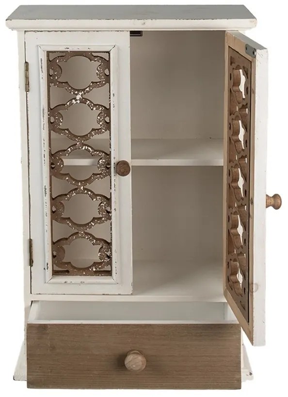 Dulapior decorativ de perete, alb, din lemn, aspect vintage, Ornette