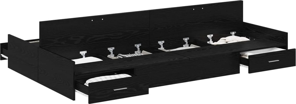vidaXL Cadru de pat cu depozitare cu sertar Stejar Negru 120 x 190 cm