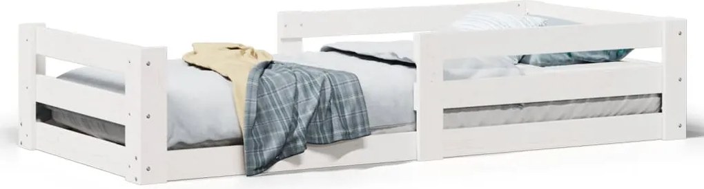 vidaXL Cadru de pat fără saltea, alb, 80x200 cm, lemn masiv de pin