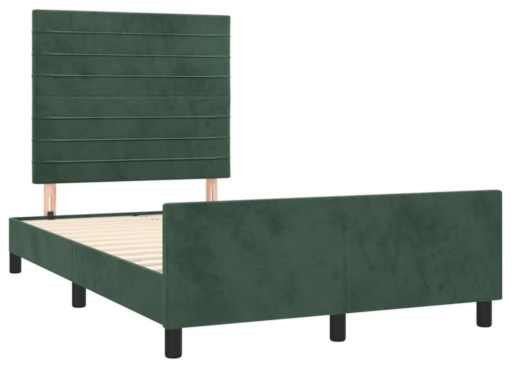 3270587 vidaXL Cadru de pat cu tăblie, verde închis, 120x190 cm, catifea