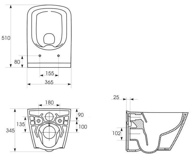 Set vas wc suspendat, Cersanit, City, capac cu soft close si quick release, alb