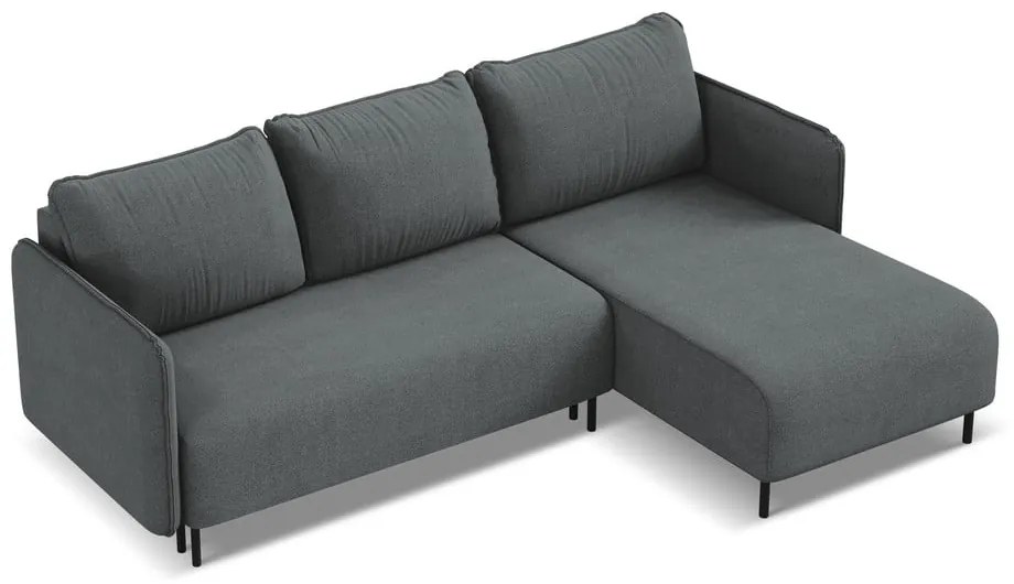 Colțar gri închis extensibil/cu spațiu de depozitare (cu colț pe partea dreaptă) Luana – Makamii