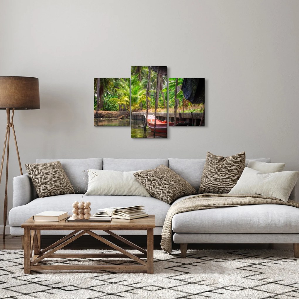 Tablou - Nava din lemn în canal , Thailand (90x60 cm)