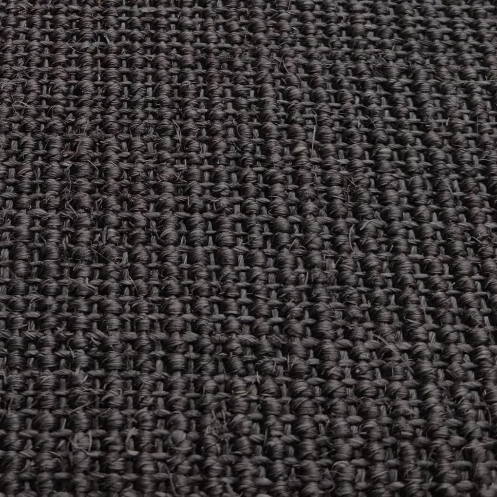 Covor din sisal natural, negru, 100x250 cm Negru, 100 x 250 cm