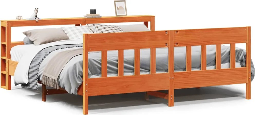 vidaXL Cadru de pat fără saltea, maro ceruit 180x200 cm lemn masiv pin
