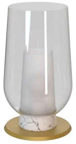 Veioza, Lampa de masa design modern Nora auriu/ marmura alba