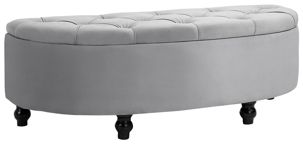 HOMCOM Bancă cu Depozitare la Piciorul Patului, Tapițată în Catifea, 120x46x42 cm, Gri | Aosom Romania
