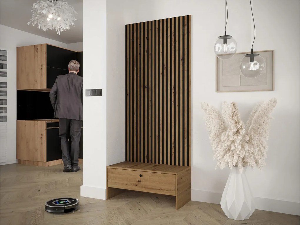 Mobilier hol Esmaldos VII (Stejar artisan + Negru) . 1104730