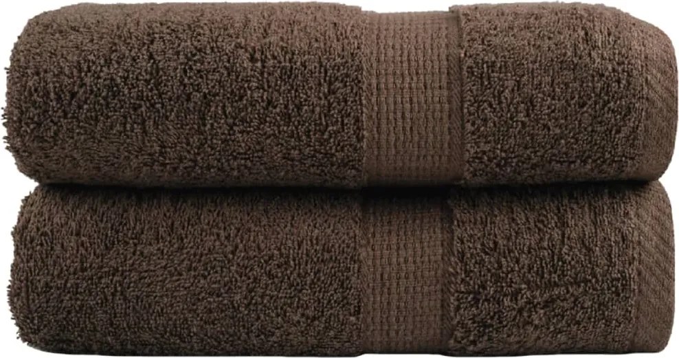 vidaXL Prosoape de baie premium, SOLUND, 2 buc., maro, 30 x 30 cm, 600 g/m²