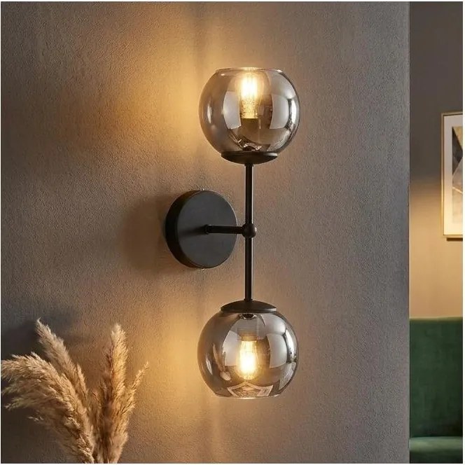 Brilagi - Lampă de perete DIOR 2xE27/60W/230V negru/gri fumuriu