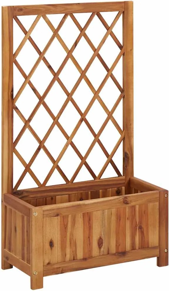 vidaXL Strat înălțat de grădină cu spalier, lemn masiv de acacia