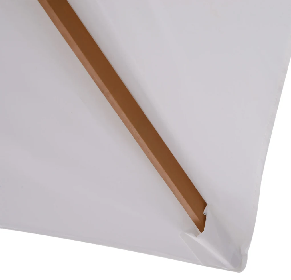 Outsunny Umbrelă de Grădină 2x3m Parasolar Impermeabil din Lemn Lacuit cu Copertină Detașabilă Alb | Aosom Romania