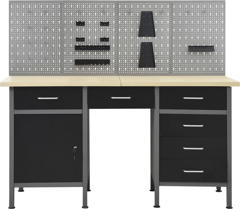 Banc de lucru cu patru panouri de perete