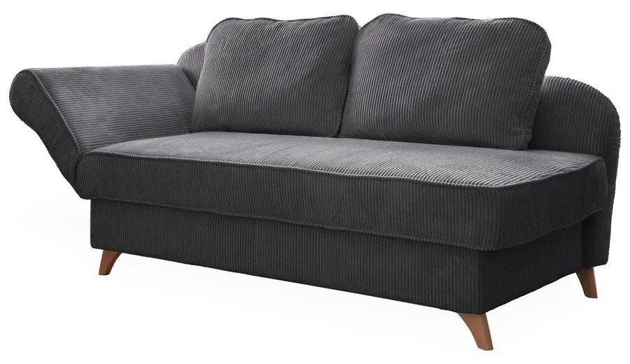 Șezlong gri cu tapițerie din catifea reiată (cu colț pe partea stângă) Chic Charlotte – Miuform