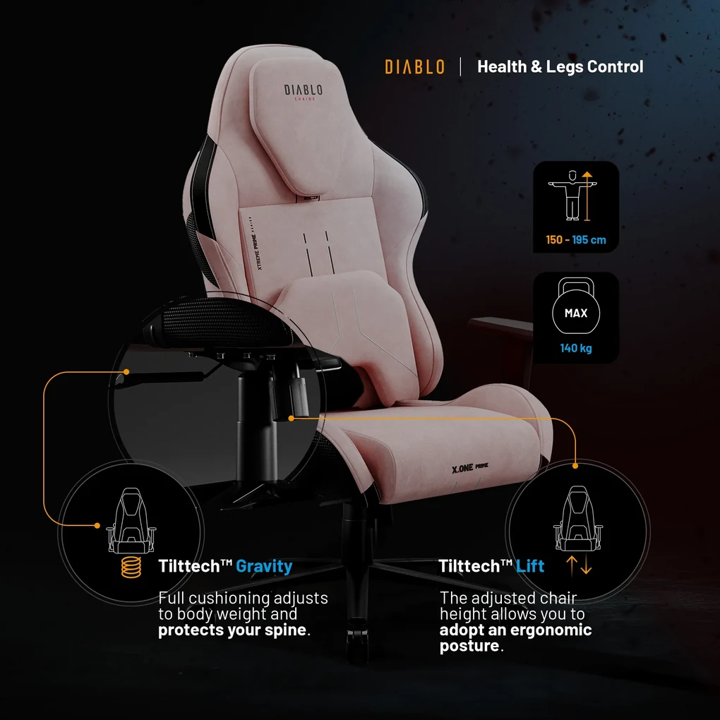 Scaun de gaming Diablo X.One Prime Normal size, Akira Pink