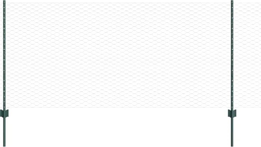 vidaXL Gard cu Stâlp Verde 1 x 100 m Oțel și PVC