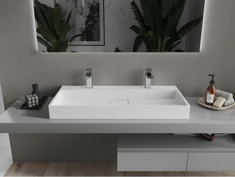 Mexen Ava chiuvetă de blat din conglomerat 2/O 100 x 46 cm, albă - 23011002