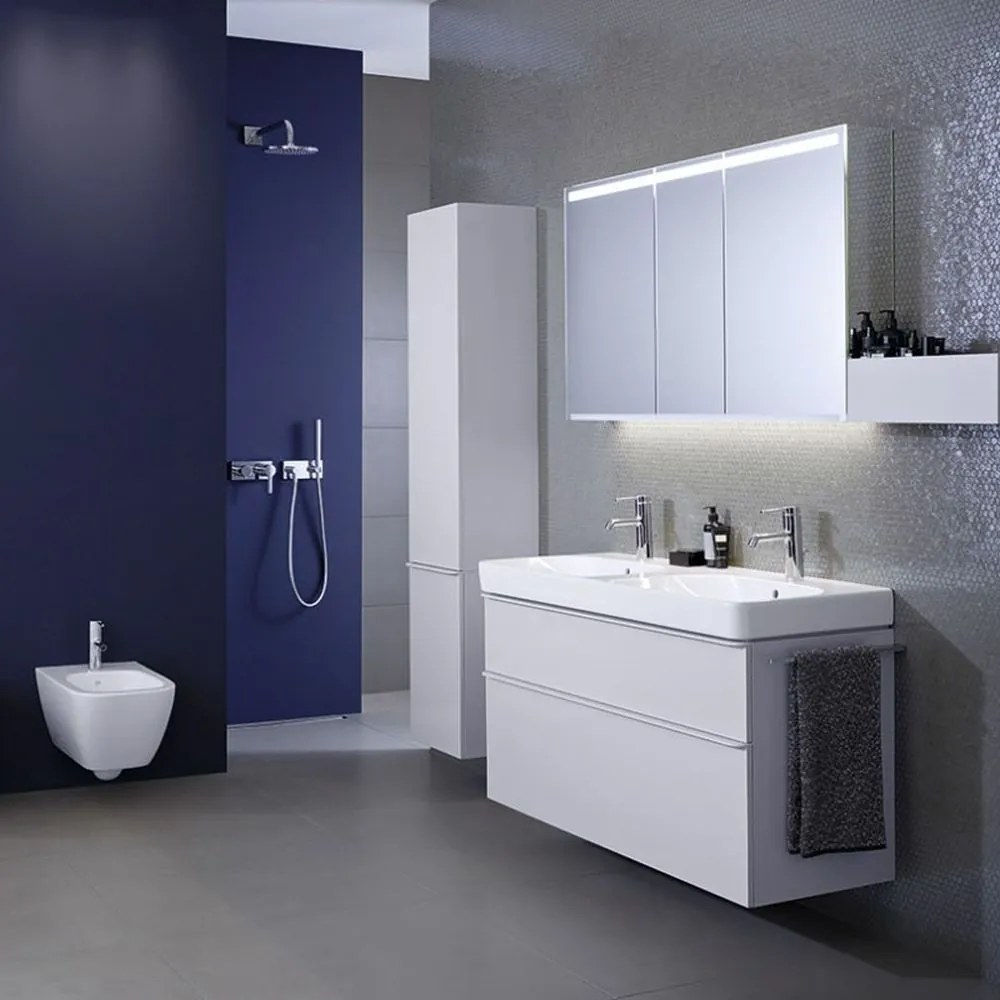 Dulap pentru lavoar, 1184x470x617 cm, 2 sertare, alb lucios alb mat