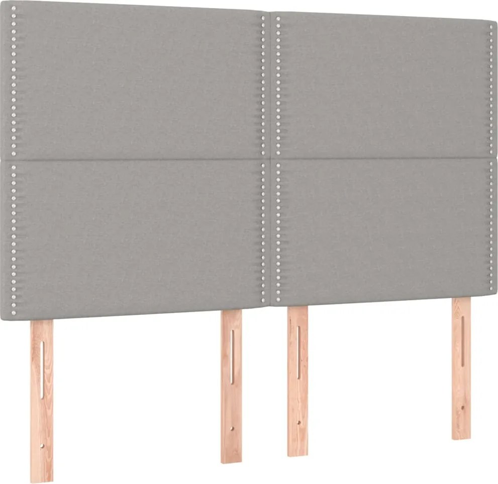 vidaXL Tăblie de pat gri deschis 144x5x118/128 cm, material textil