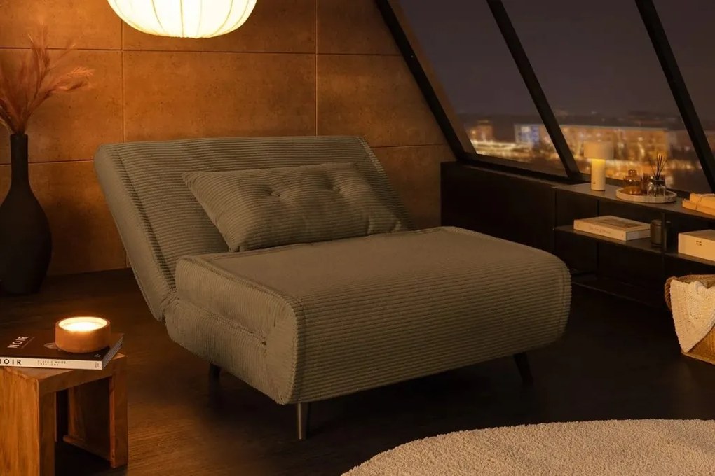 Fotoliu Pat SMART MULTIFUNCTION 100cm catifea raiata verde