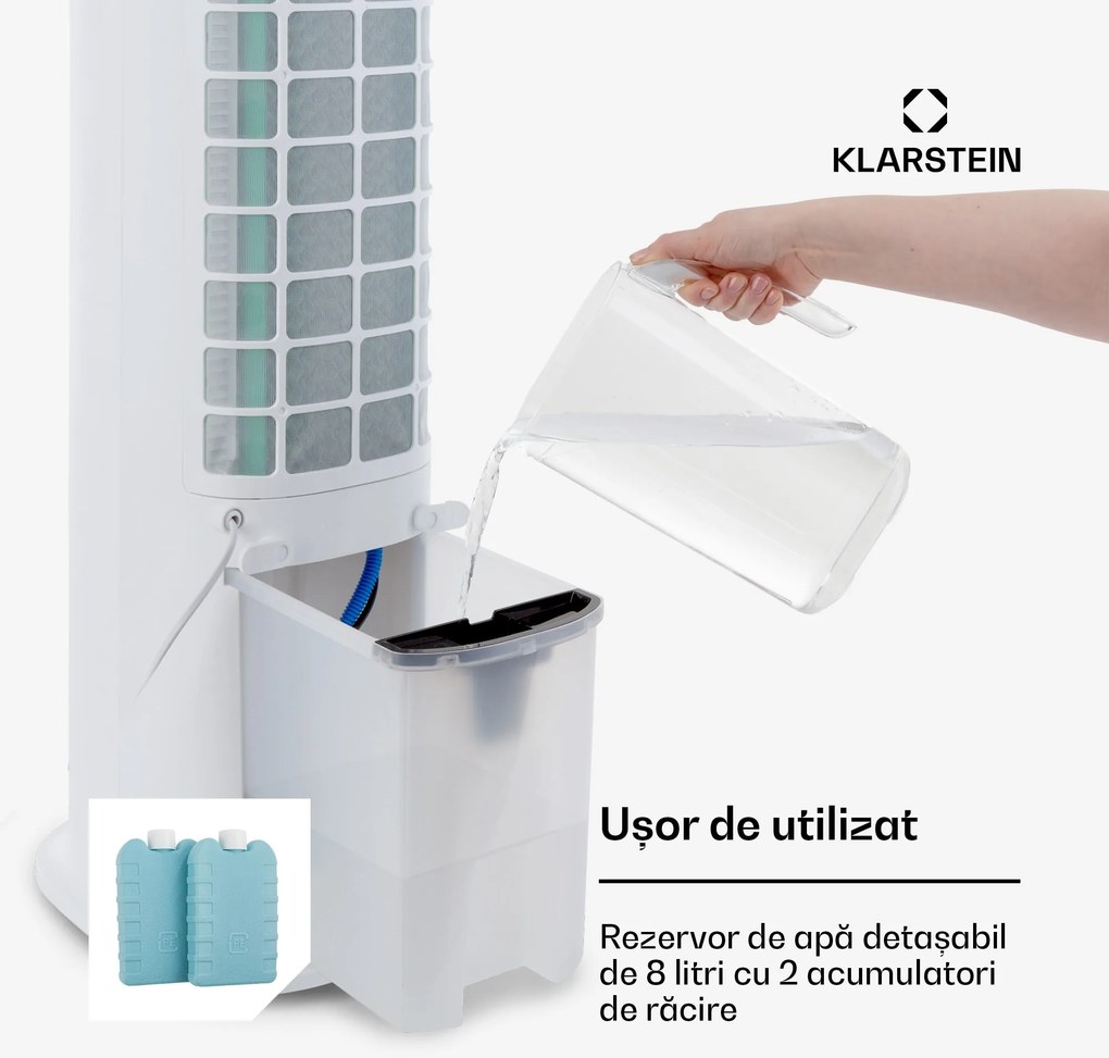 Klarstein Skytower Grand Smart, răcitor de aer, 80 W, 480 m³ / h, 8 litri, portabil