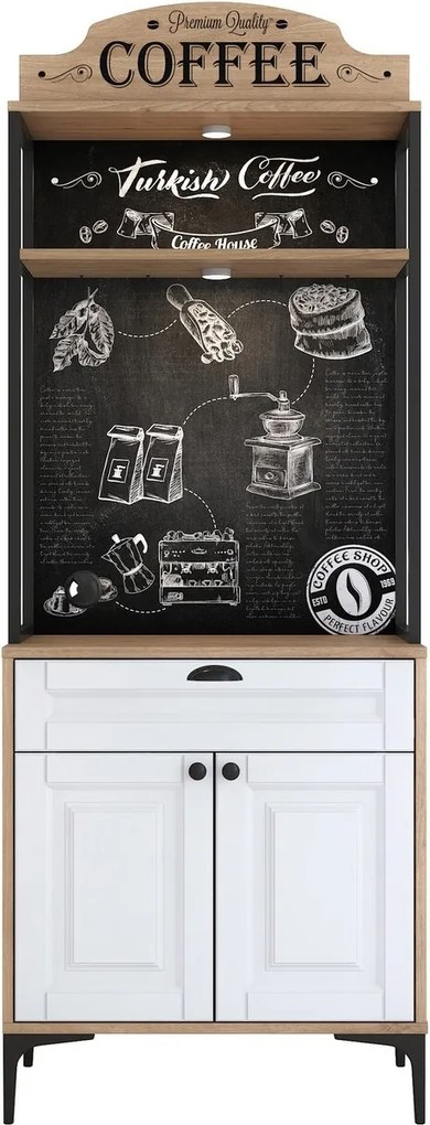 Dulap multifunctional, Hanah Home, JE157, 70x186.4x40 cm, Nuc/Alb