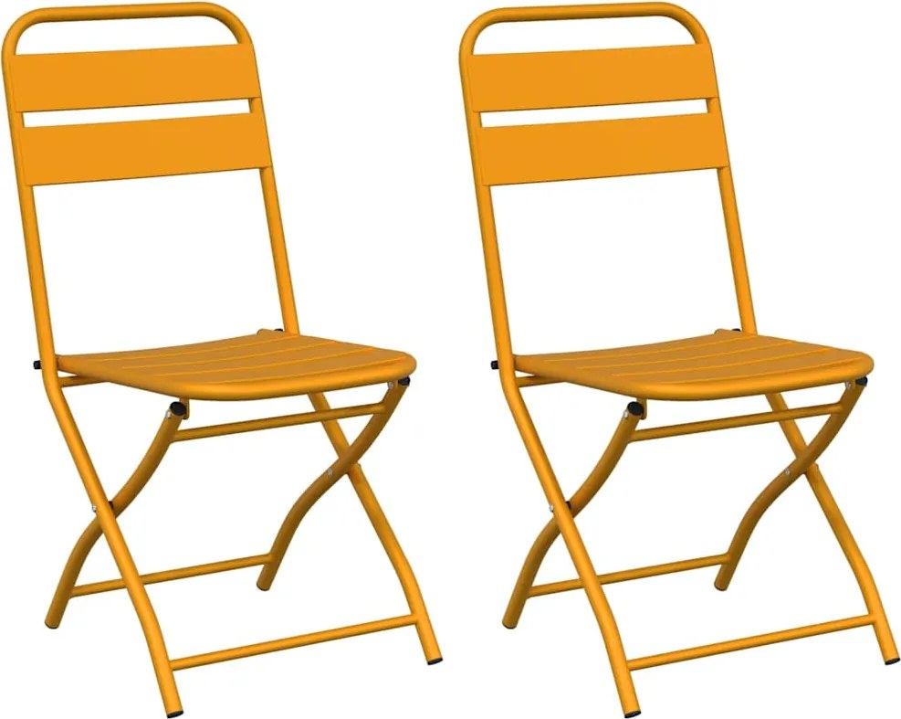 vidaXL Scaun pliabil pentru grădină 2 pcs Muștar 42 x 52 x 82cm