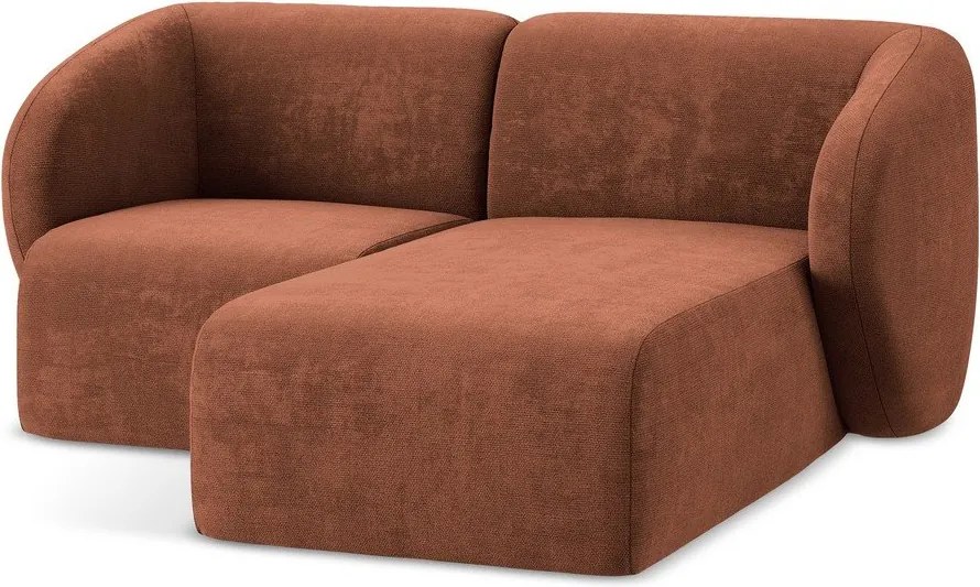 Colțar teracotă cu tapițerie din chenille (cu colț pe partea dreaptă/cu șezlong) Lani – Makamii