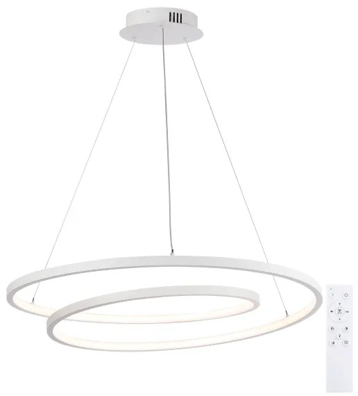 Brilagi - Lustră LED dimerizabilă suspendată pe cablu TWISTER, 75 W, 230 V, Ø 70 cm, albă, cu telecomandă