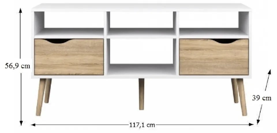 Comoda TV, stejar sonoma alb, OSLO 75391