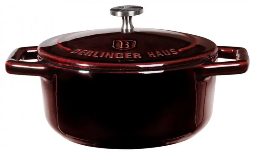 Cratita cu capac 10 cm din fonta emailata Burgundy Metallic Line Berlinger Haus BH 6495