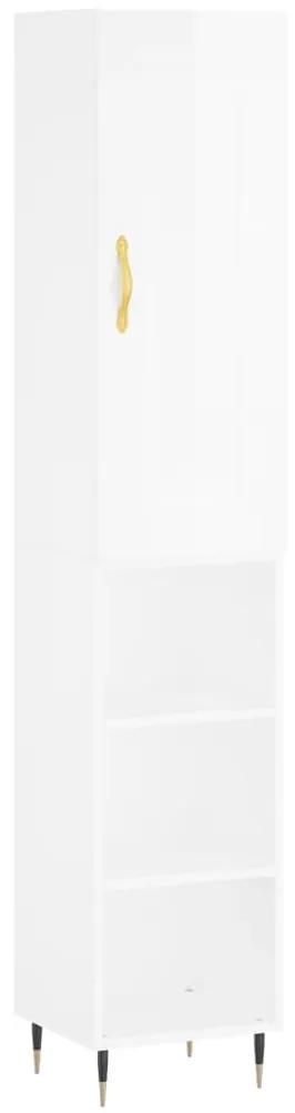 3200307 vidaXL Dulap înalt, alb extralucios, 34,5x34x180 cm, lemn prelucrat